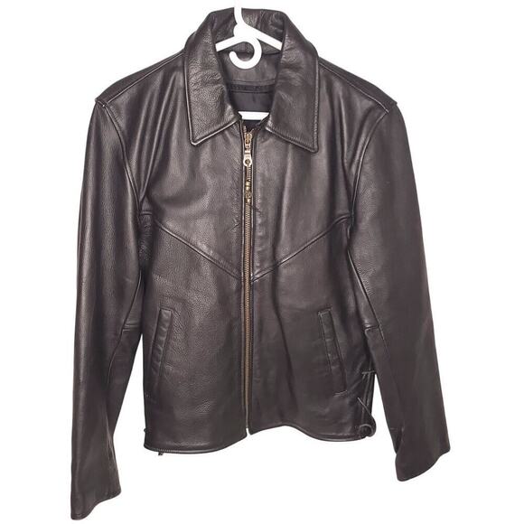 Vanguard Heavy leather Womens Vintage Black Biker Motorcycle Jacket Medium - Picture 3 of 6